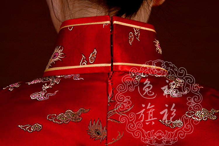 Red Cheongsam dress with long sleeves