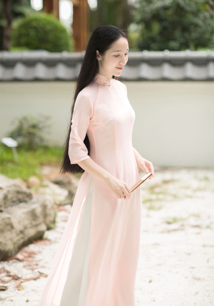 Pink long chinese tea dress