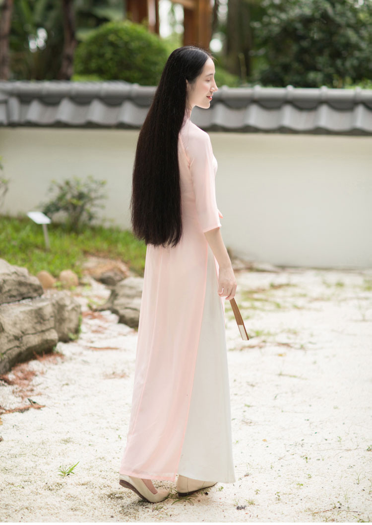 Pink long chinese tea dress