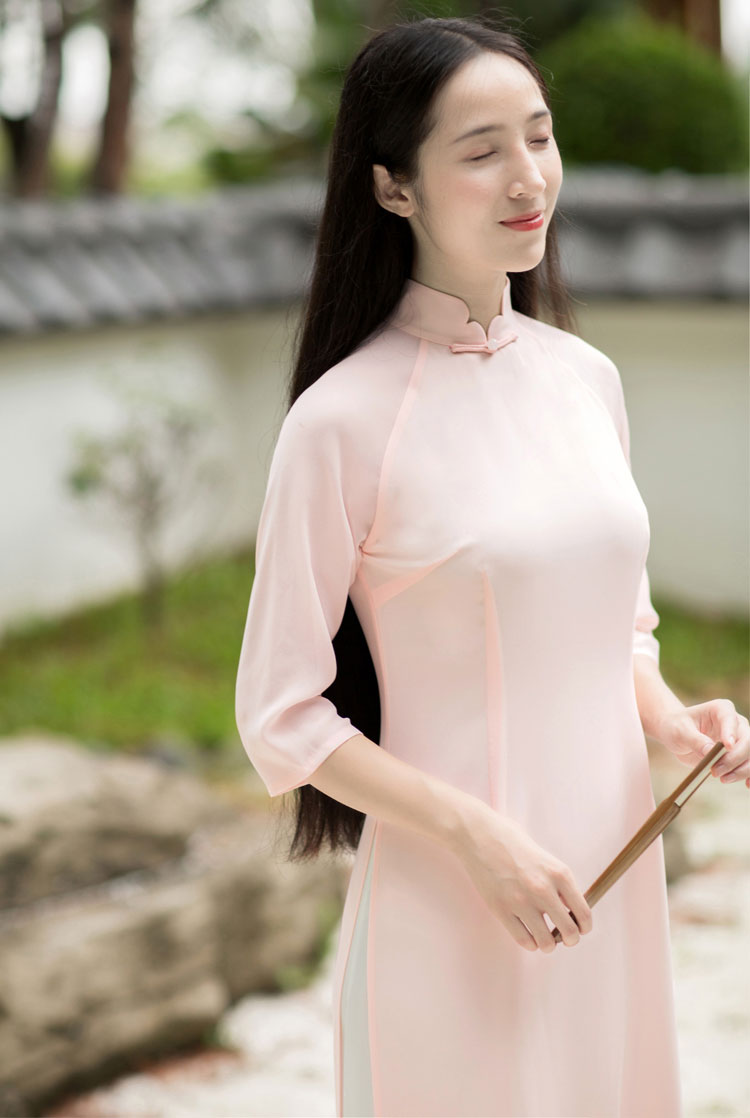 Pink long chinese tea dress