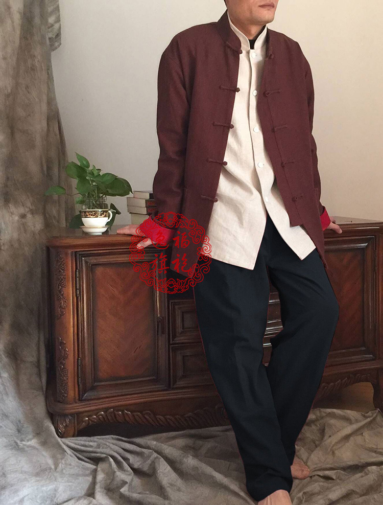 Chinese men's cotton linen kungfu jacket Chinese men's cotton linen kungfu jacket