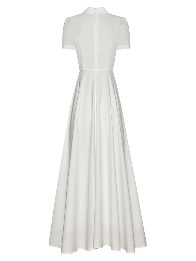 White Chinese-style flare dress White Chinese-style flare dress