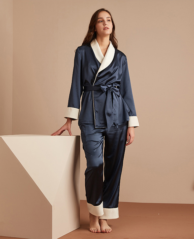 dark blue women's sleepwear top with pants dark blue women's sleepwear top with pants