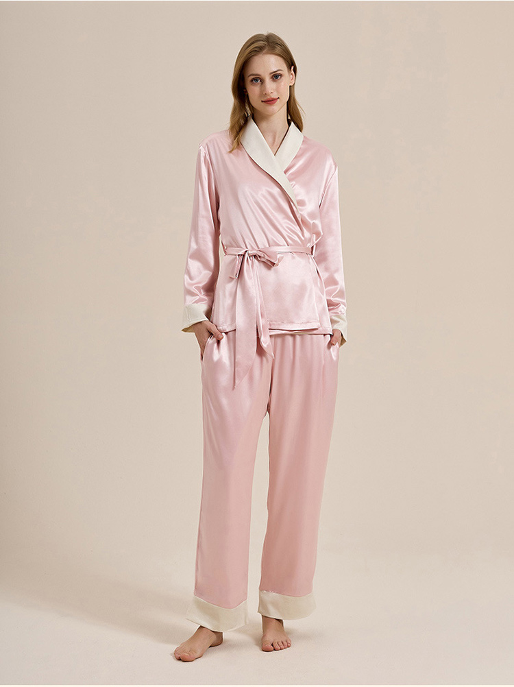 light pink women's sleepwear top with pants