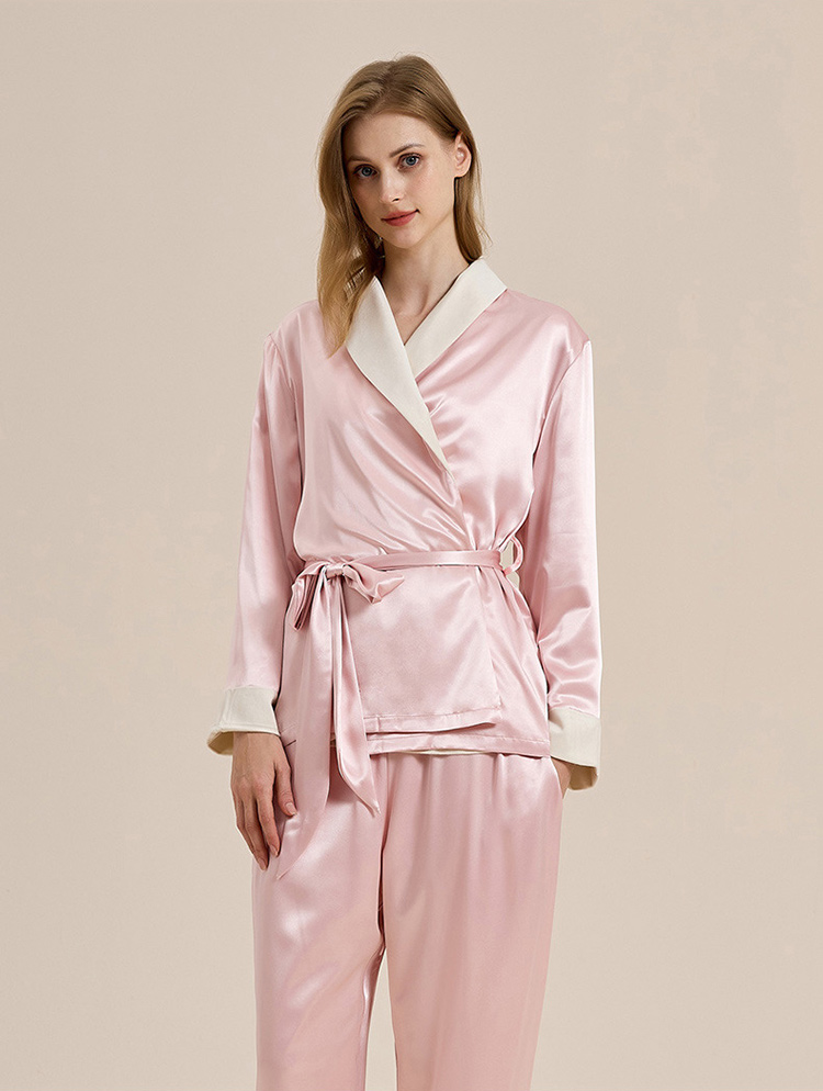 light pink women's sleepwear top with pants