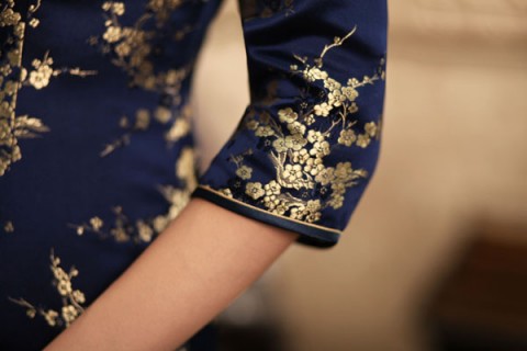 Dark blue plum cheongsam dress - Custom-made Cheongsam,Chinese clothes,  Qipao, Chinese Dresses, chinese clothing,EFU Tailor Shop