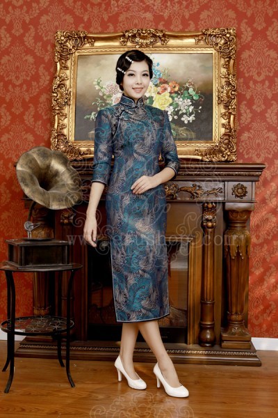 dark blue qipao