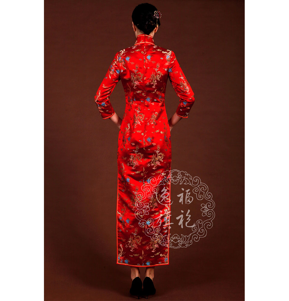 Red Cheongsam dress with long sleeves Custommade Cheongsam,Chinese