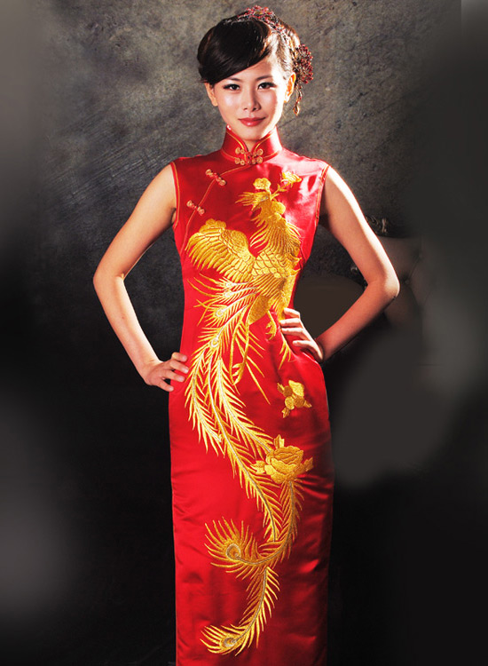 Red Phonix Wedding Dress Custom Made Cheongsamchinese Clothes Qipao 