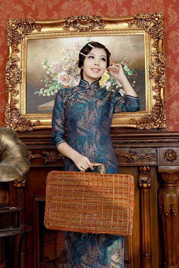 dark blue qipao