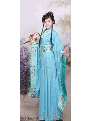 Light blue chiffon&satin with embroidery Chinese hanfu dress  ohf029