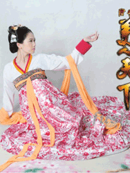 White with red floral hanfu dressOHF51