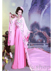 Pink satin with embroidery Chinese hanfu dress ohf030 