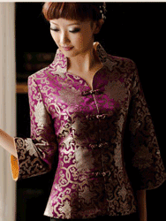 purple with golden rich flower brocade Chinese Clothes CCJ122