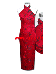 Red with black plum halter dress SCT106