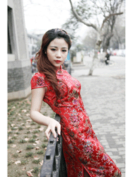 Red floral cheongsam dress SCT210