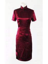 Dark red Silk Qipao SCS16