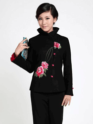 Black woolen Chinese Clothes CCJ62