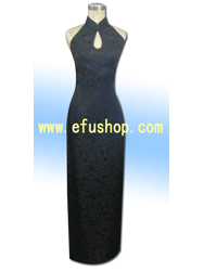 Black dragon silk dress SCM10