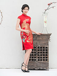 Chinese wedding Phoenix red qipao