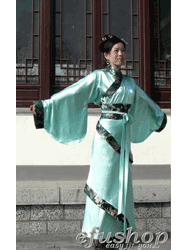 Green satin Chinese hanfu dress OHF014