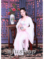 light pink chiffon coat with white chiffon Chinese hanfu dress ohf007
