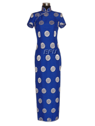 blue circles silk cheongsam dress SCM06