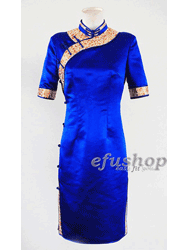 Royal blue silk brocade cheongsam dress SCT256