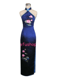 Lotus embroidery cheongsam dress
