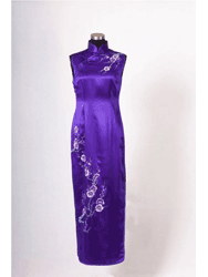 Purple silk with embroidery cheongsam dress SQE165