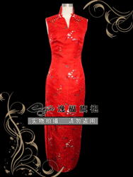 Red plum V neck cheongsam dress SCT229