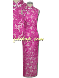 Hotpink dragon brocade cheongsam dress SCT111