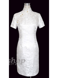 white dragon silk brocade short sleeves cheongsam SCT191