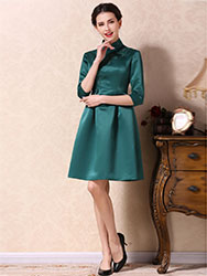 Green A-skirt qipao dress