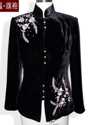 Black velour with embroidery Chinese Clothes CCJ20