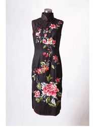 Black silk with embroidery qipao SQE193