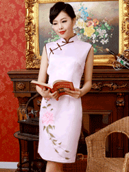 light pink embroidery cheongsam