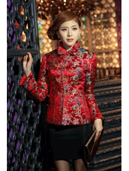 Red floral Chinese Clothes CCJ68