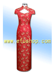 Red with golden dragon capped dress SCT122