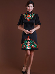 Black  improved cheongsam dress