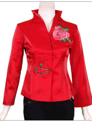 Red silk brocade with embroidery Chinese Clothes CCJ124
