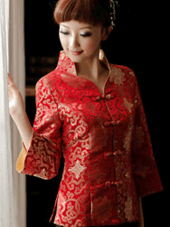 Red rich flower brocade Chinese Clothes CCJ138