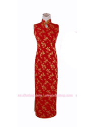 Red liuxiang jaqcuard silk drip collar cheongsam dress SCM04
