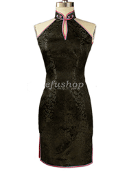 Black dragon silk brocade cheongsam dress SCT57