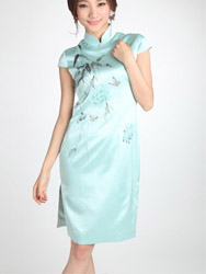 Pure silk painted qipao dress SQH47