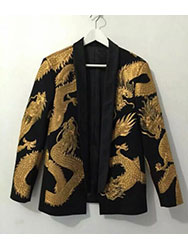 Black mens suit with dragon gold embroidery