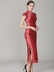 Jagged red Buttercup silk qipao dress