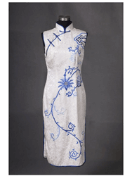 white dragon emboidery silk cheongsam sqe179