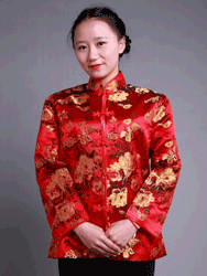 Red peony brocade Chinese Clothes CCJ05