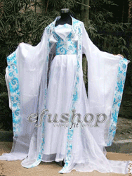 white satin with voile Chinese hanfu dress OHF016